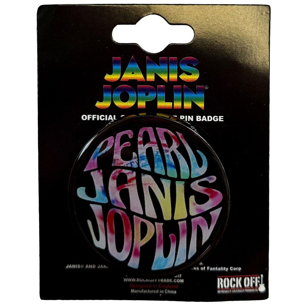 Janis Joplin - Pearl Emblem Colour Pin - Black/Multicolours